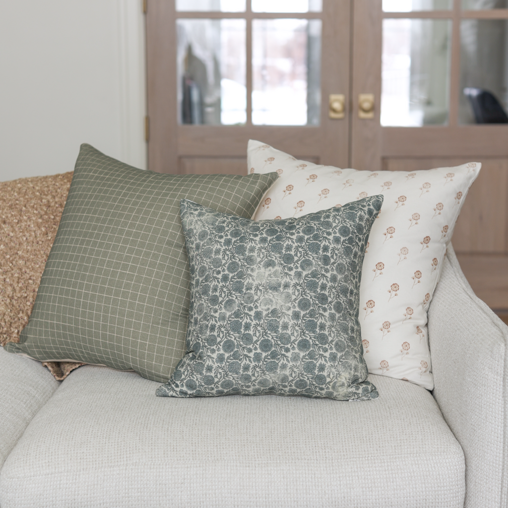 Decorative Pillow Cover Set, Wells Grid in Moss 18" 20" 22" 24" 26", Machine-Washable Care for Sofas, Beds and Living Room Accents image 13