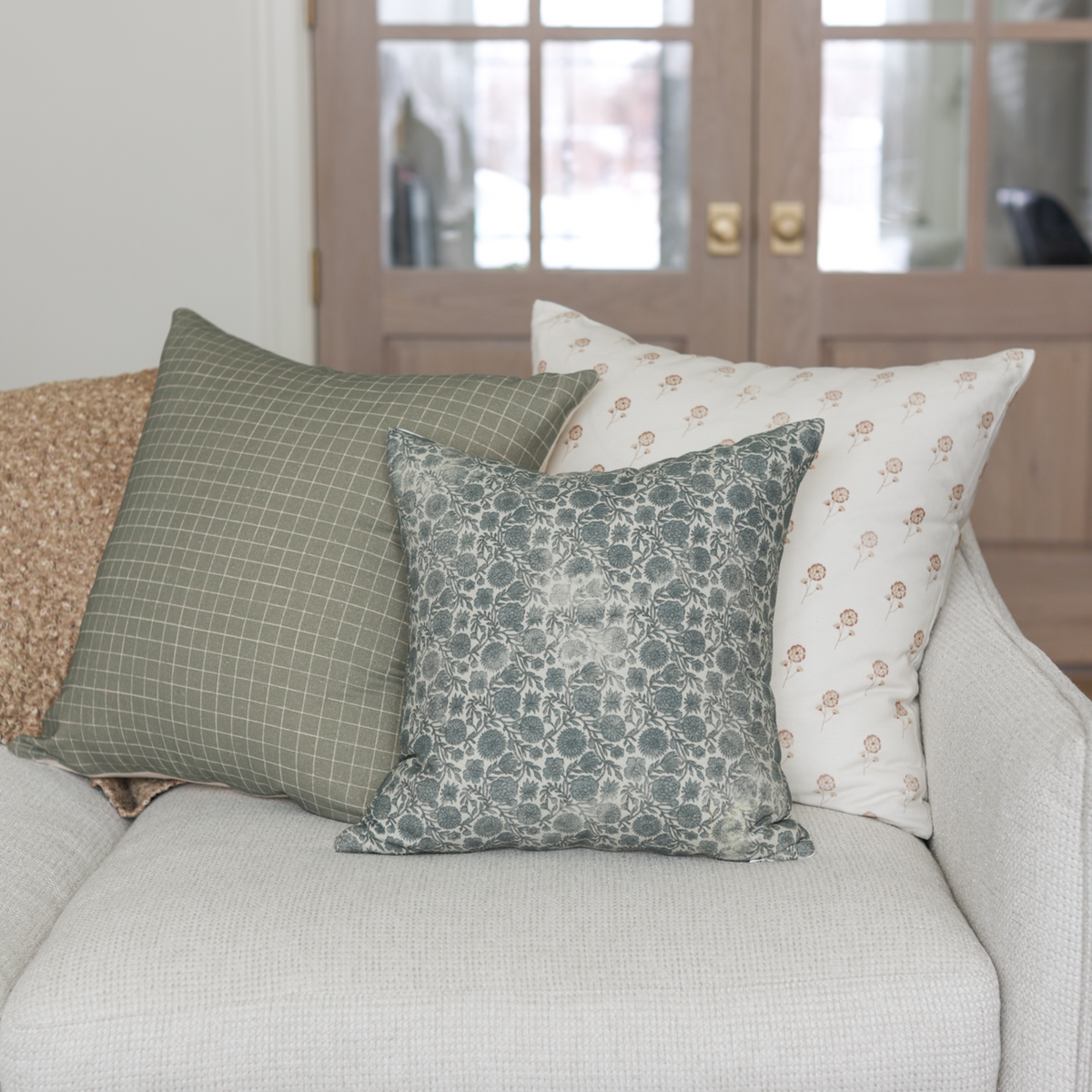 Decorative Pillow Cover Set, Wells Grid in Moss 18" 20" 22" 24" 26", Machine-Washable Care for Sofas, Beds and Living Room Accents image 13
