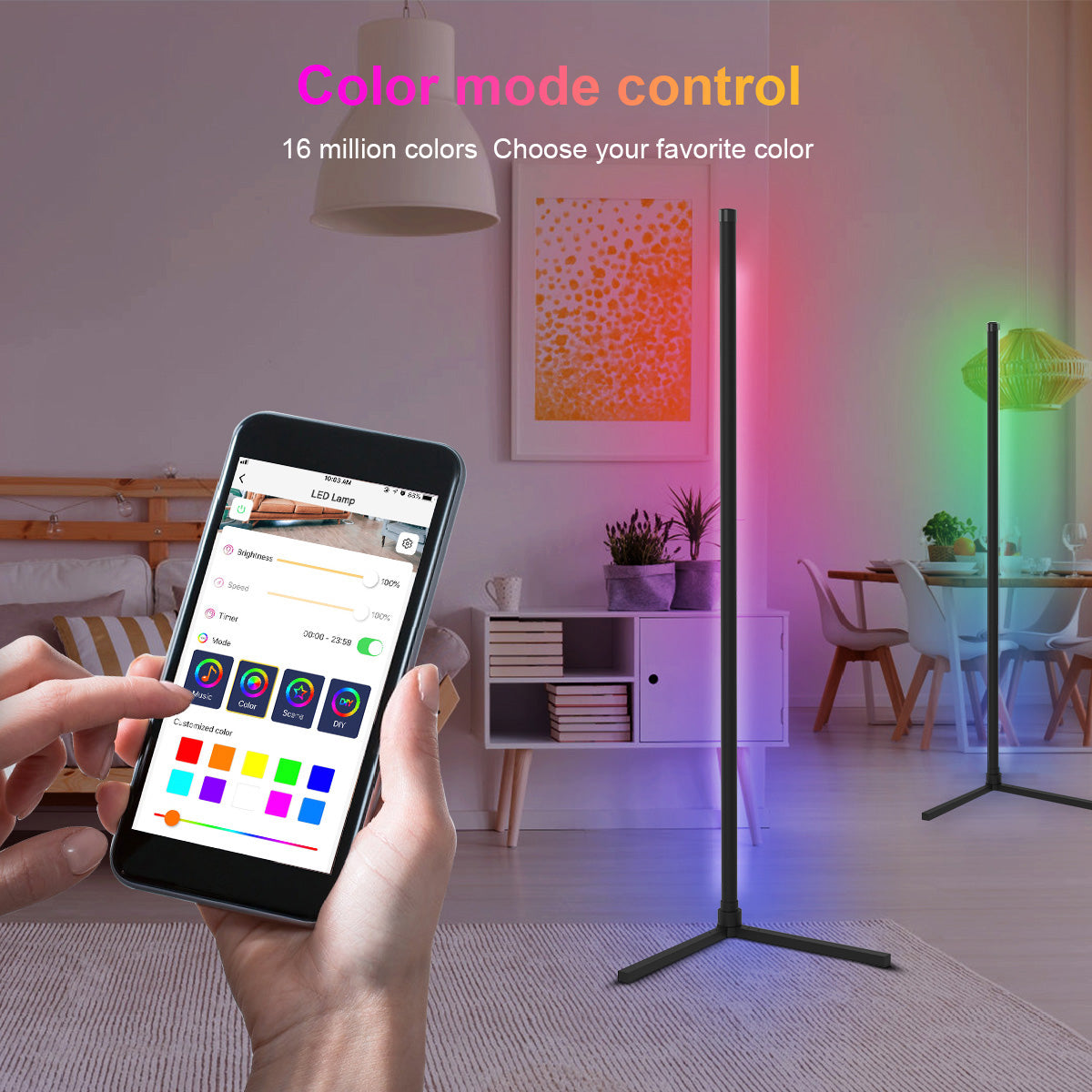 Home Lighting, Modern RGB Corner Floor Lamp GT050 for Desks, Side Tables and Warm Room Lighting, 2 style Options image 13