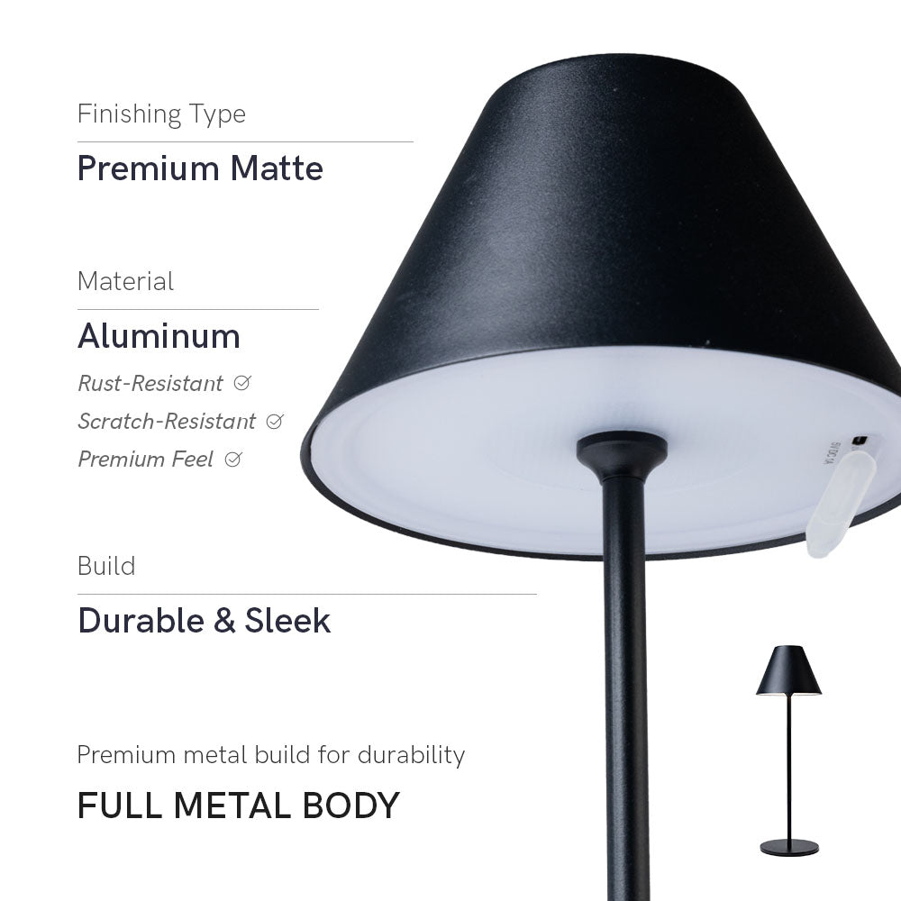 Portable Table Lamp, Rechargeable LED Black for Bedrooms, Living Rooms and Reading Corners, 3 Color Options image 13