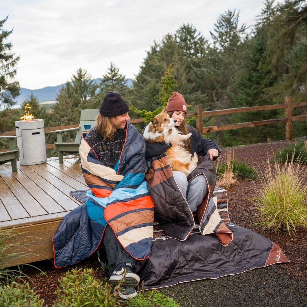 Puffy Blanket, Original Midnight Retro Stripes, Weather-Resistant Shell for Camping, Cabins and Outdoor Relaxation image 13