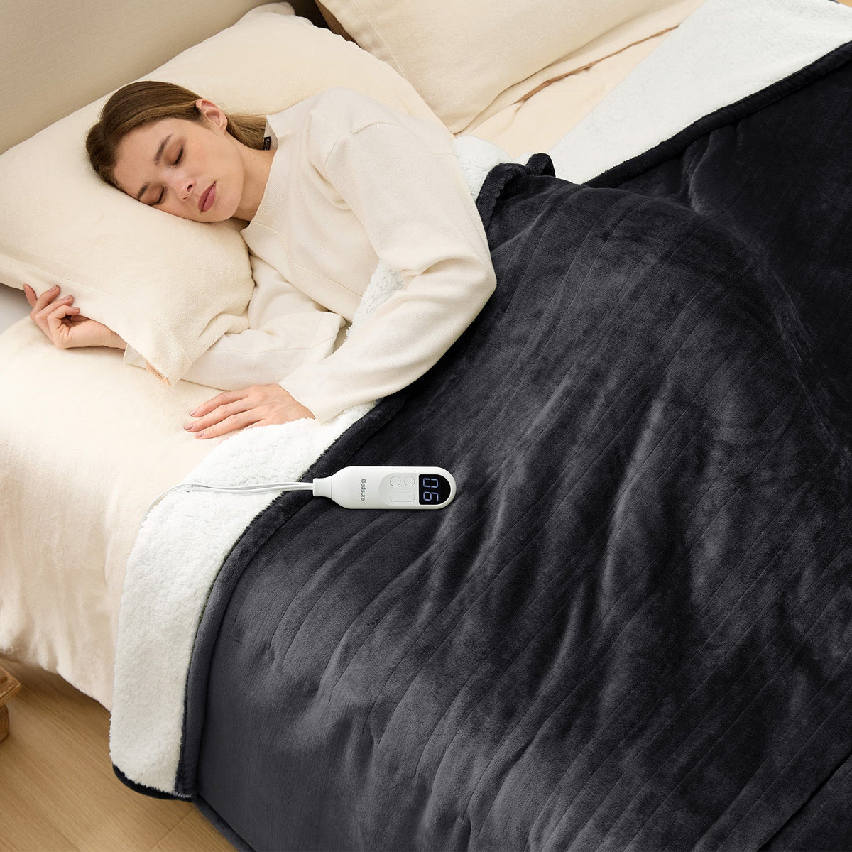 Cozy Throw Blanket, Solid Flannel Heated for Sofas, Beds and Relaxing at Home, 5 Sizes and 11 Colors image 13