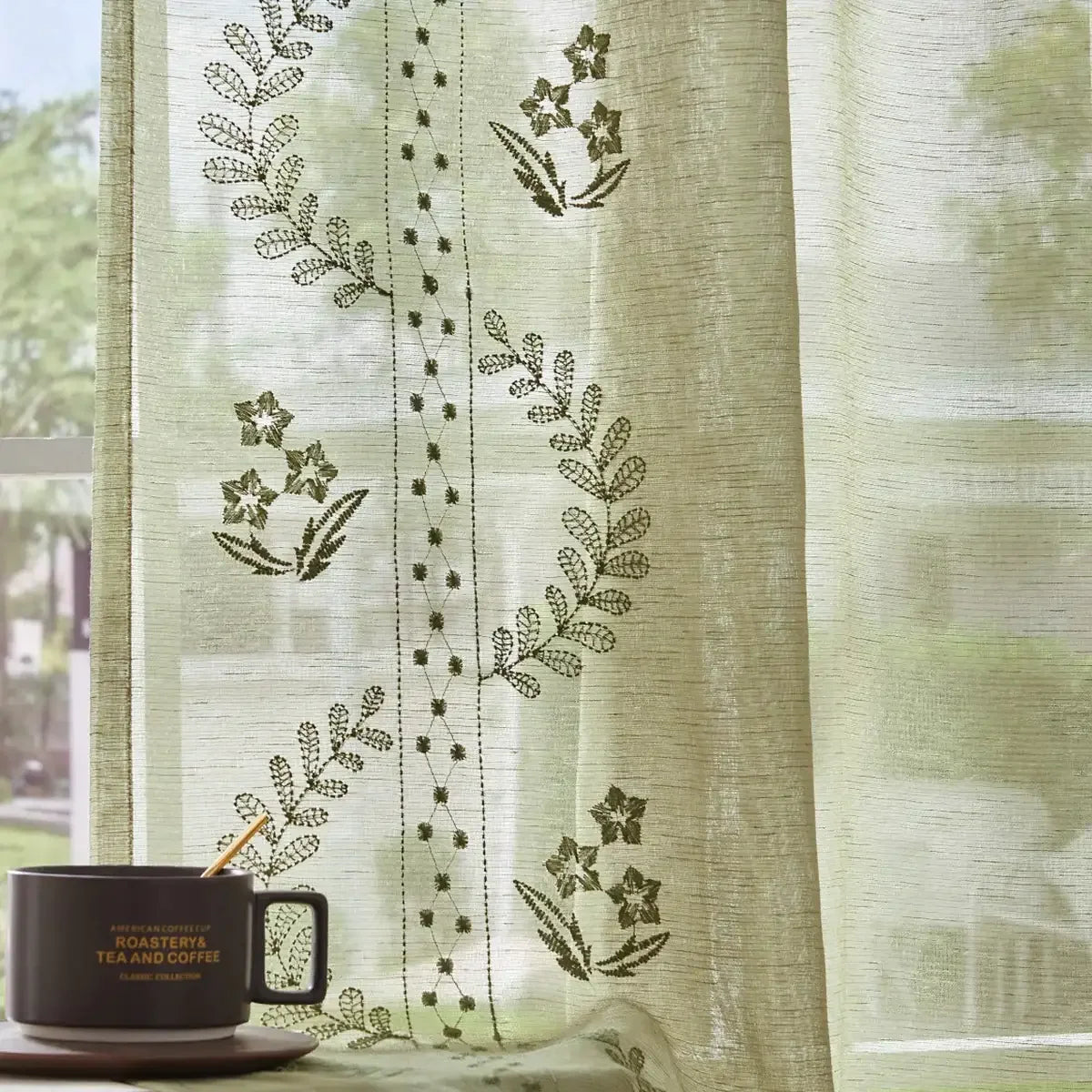 Window Curtain, Embroidered Floral Sheer Curtains (2 Panels) for Windows, Room Styling and Everyday Privacy, 3 Sizes and 3 Colors image 13
