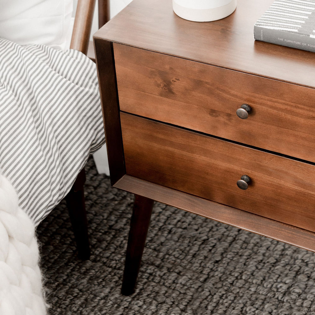 Nightstand, Mid Century Solid Wood Collection 1 or 2 for Bedrooms, Bedside Essentials and Everyday Storage, 2 Color Options image 13