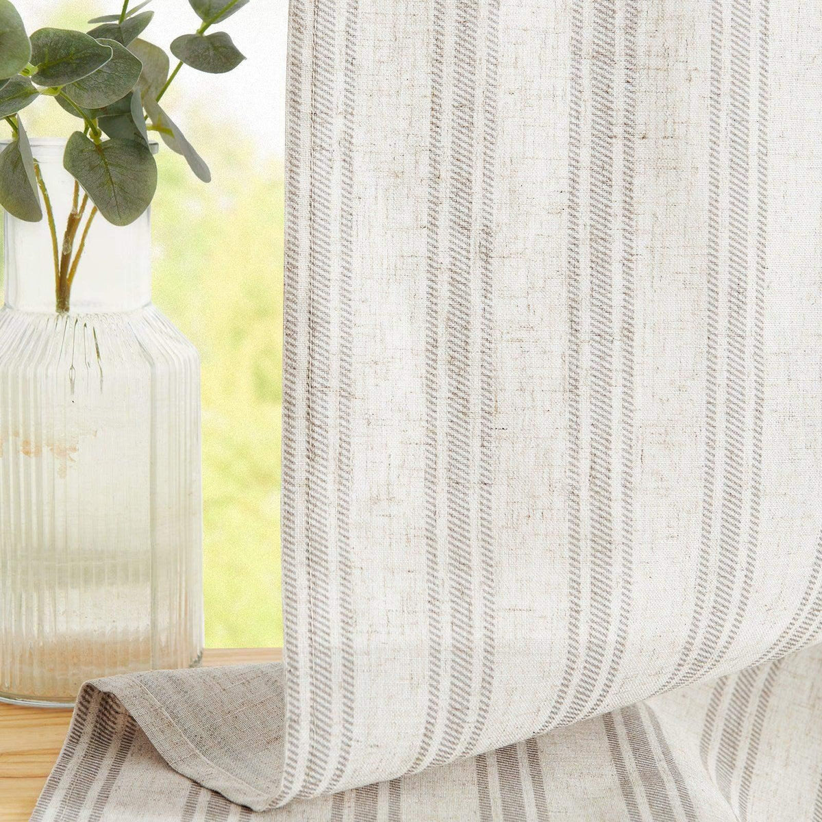 Window Curtain, Twill Striped Linen Blend Rod Pocket Kitchen, Lightweight Design for Windows, Room Styling and Everyday Privacy image 13