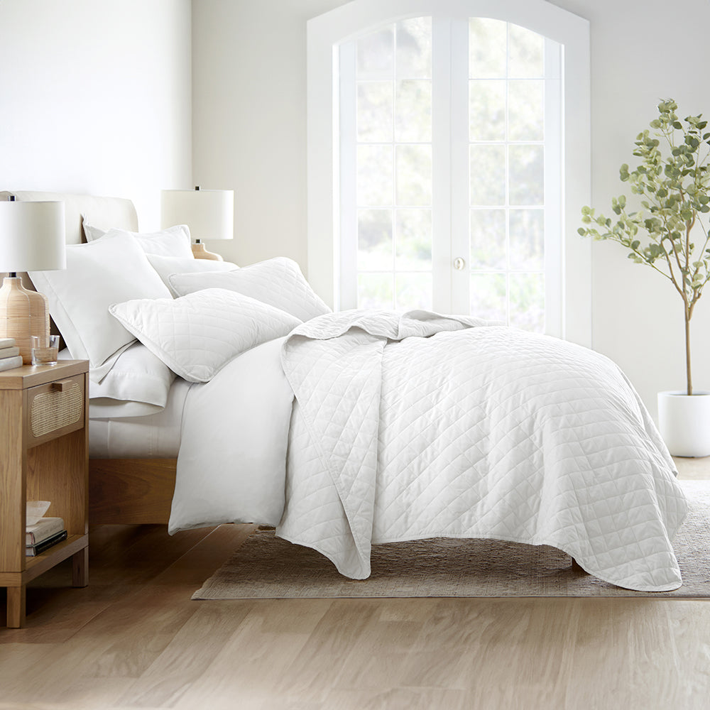 Bed Quilt, 3 Piece Diamond Stitch Quilted Coverlet Set for Guest Beds and Layered Bedroom Styling, 3 Sizes and 6 Colors image 13
