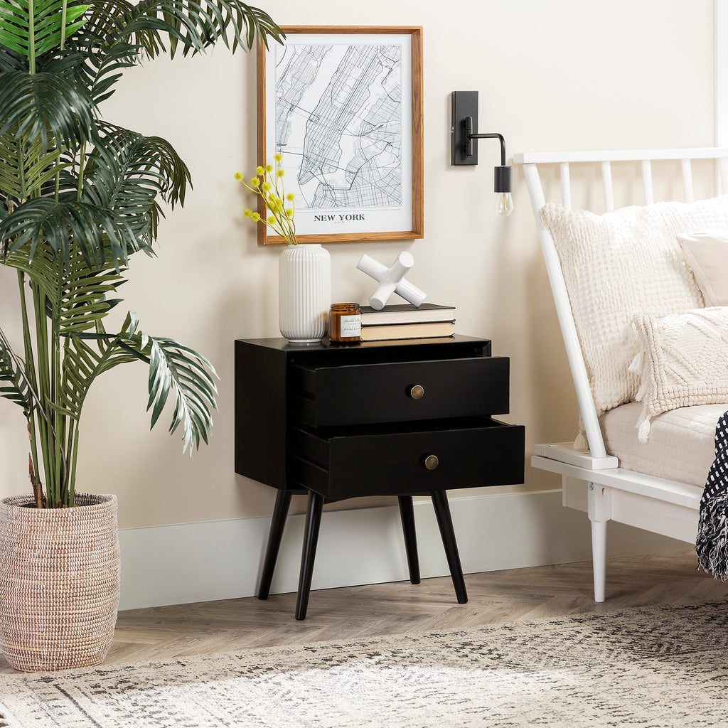 Nightstand, Mid Century Solid Wood Collection 1 or 2 for Bedrooms, Bedside Essentials and Everyday Storage, 2 Color Options image 14