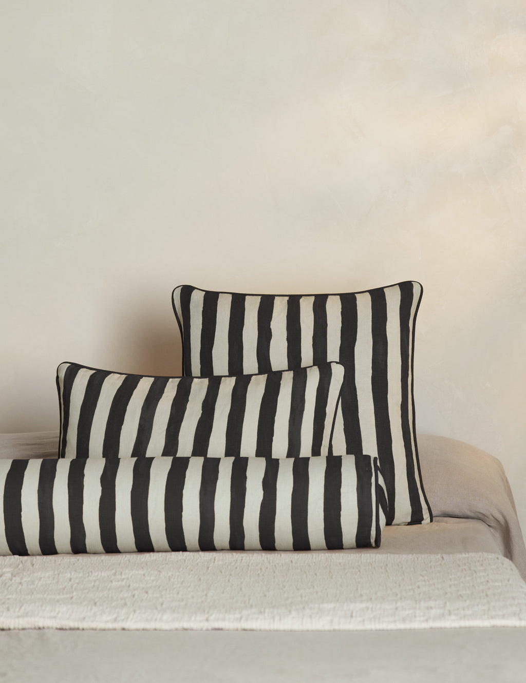 Bed Pillow, Painterly Stripe Linen Long Bolster for Everyday Sleep and Guest Room Bedding, 3 Color Options image 14