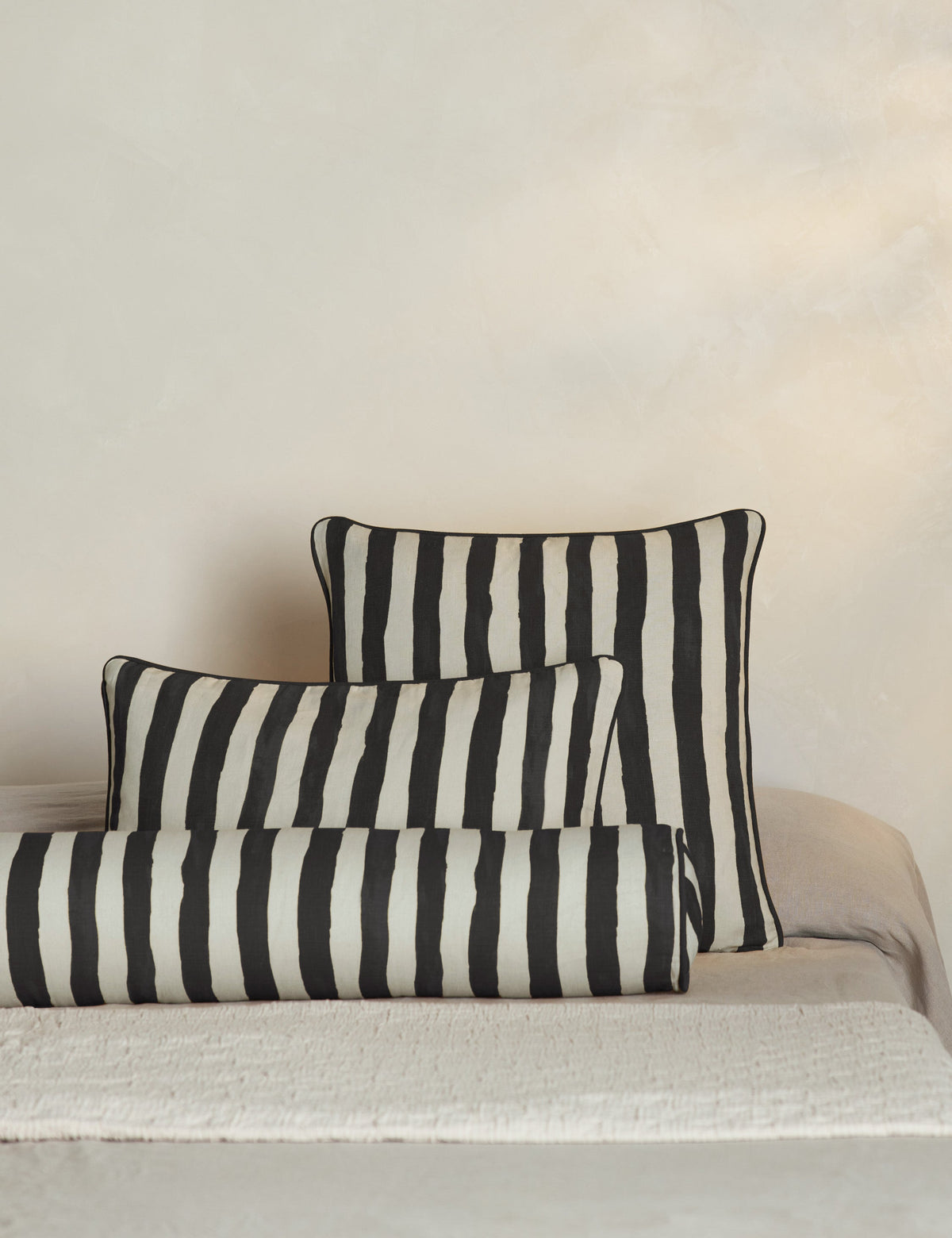 Bed Pillow, Painterly Stripe Linen Long Bolster for Everyday Sleep and Guest Room Bedding, 3 Color Options image 14