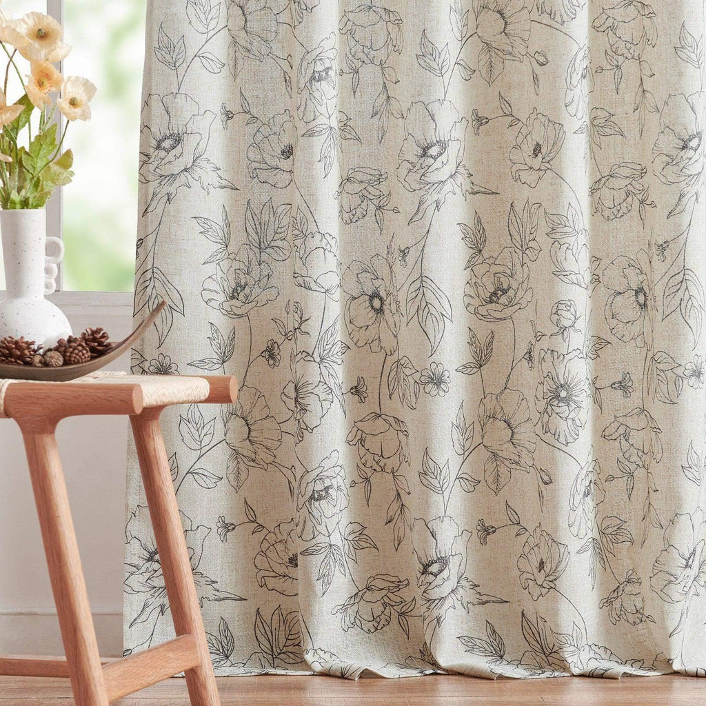 Window Curtain, Floral Linen Curtains (2 Panels), Lightweight Design for Windows, Room Styling and Everyday Privacy, 3 Sizes and 5 Colors image 14