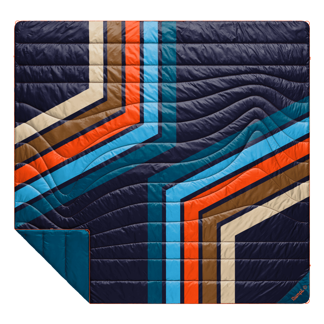 Puffy Blanket, Original Midnight Retro Stripes, Weather-Resistant Shell for Camping, Cabins and Outdoor Relaxation image 14