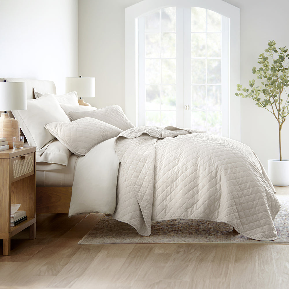Bed Quilt, 3 Piece Diamond Stitch Quilted Coverlet Set for Guest Beds and Layered Bedroom Styling, 3 Sizes and 6 Colors image 14