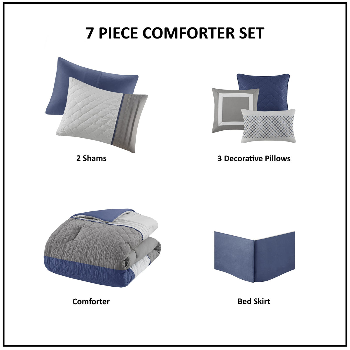 Bed Comforter, Jenson 7 Piece Color Block Stripe Set, Machine-Washable Care for Year-Round Bedroom Comfort and Restful Sleep image 14