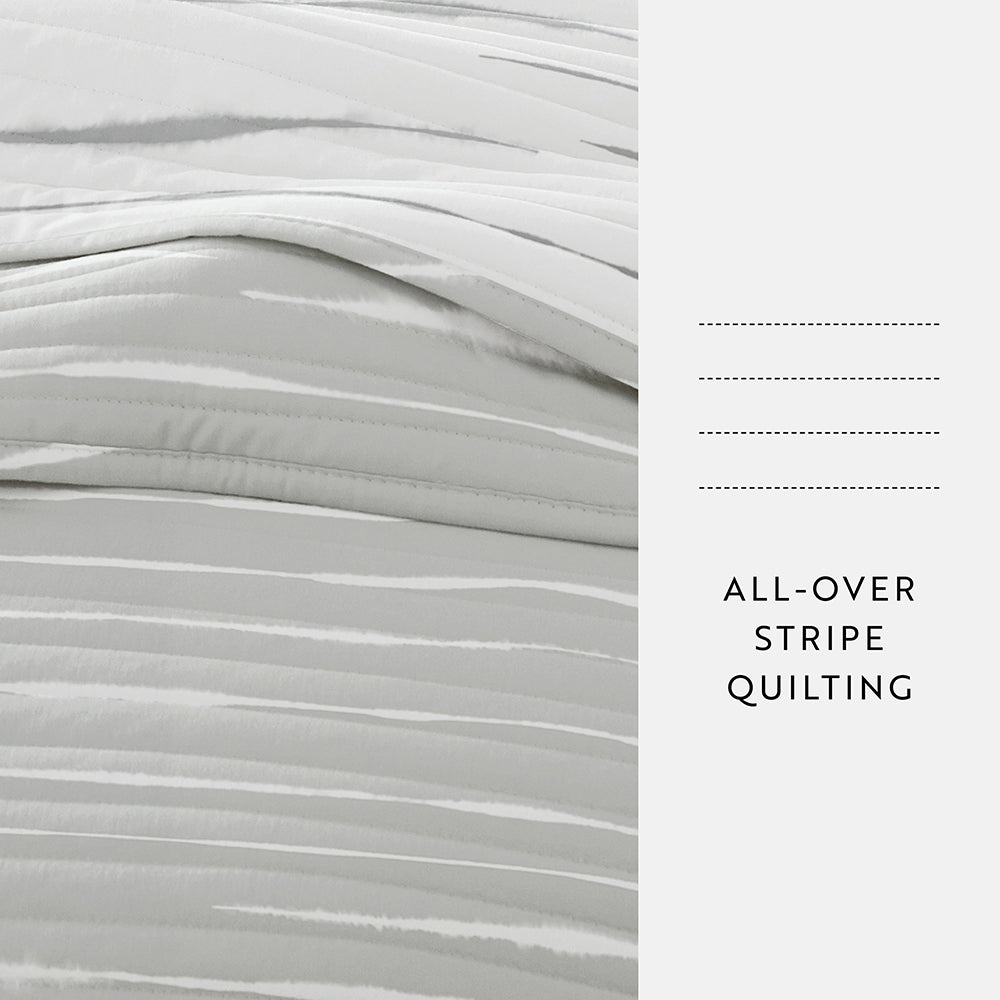 Quilted Coverlet Set, Horizon Lines Reversible for Guest Bedrooms, Layered Beds and Everyday Bedding, 3 Sizes and 2 Colors image 14