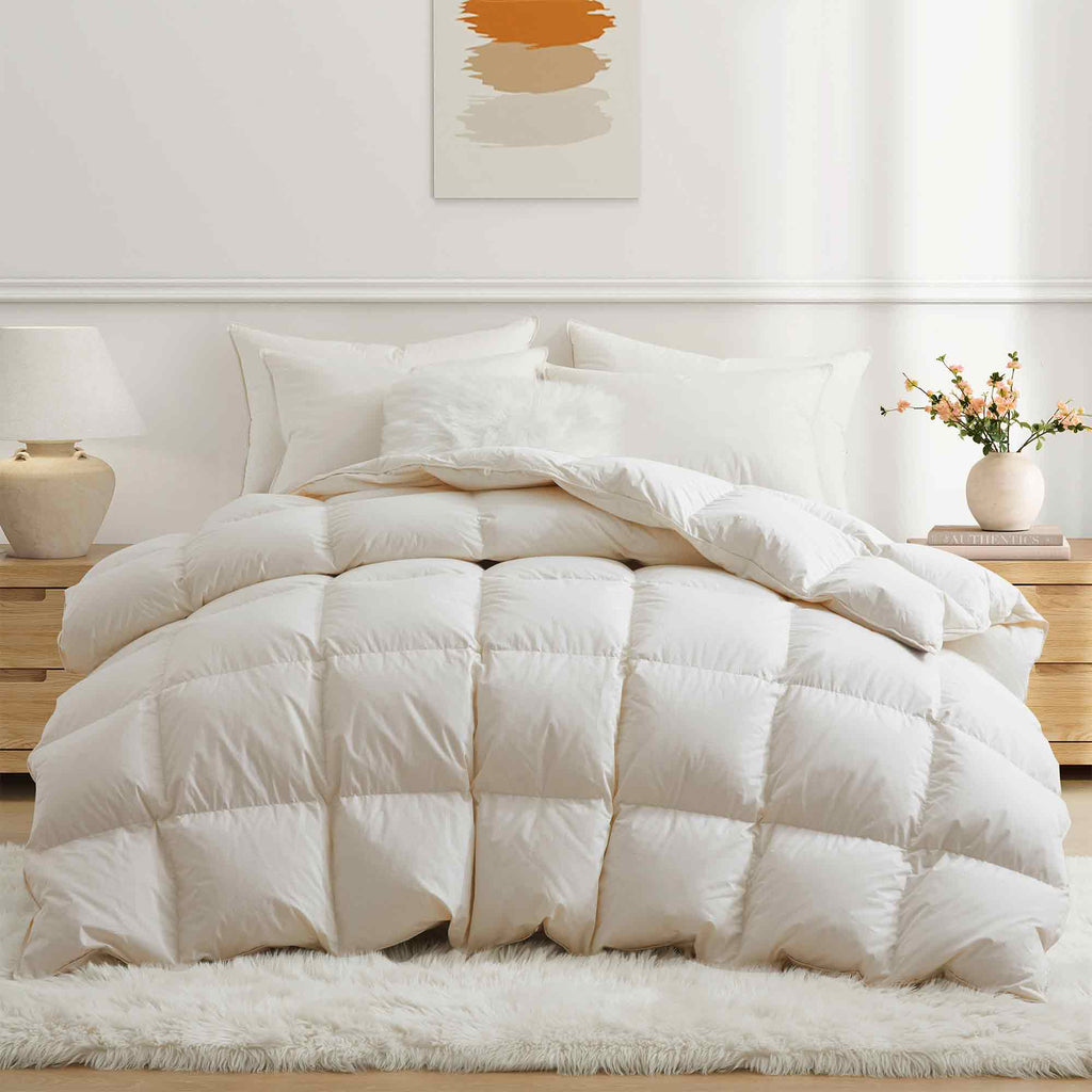 Down Comforter, Organic Cotton, Lightweight Design for Everyday Bedding and Comfortable Sleep, 4 Size Options image 14