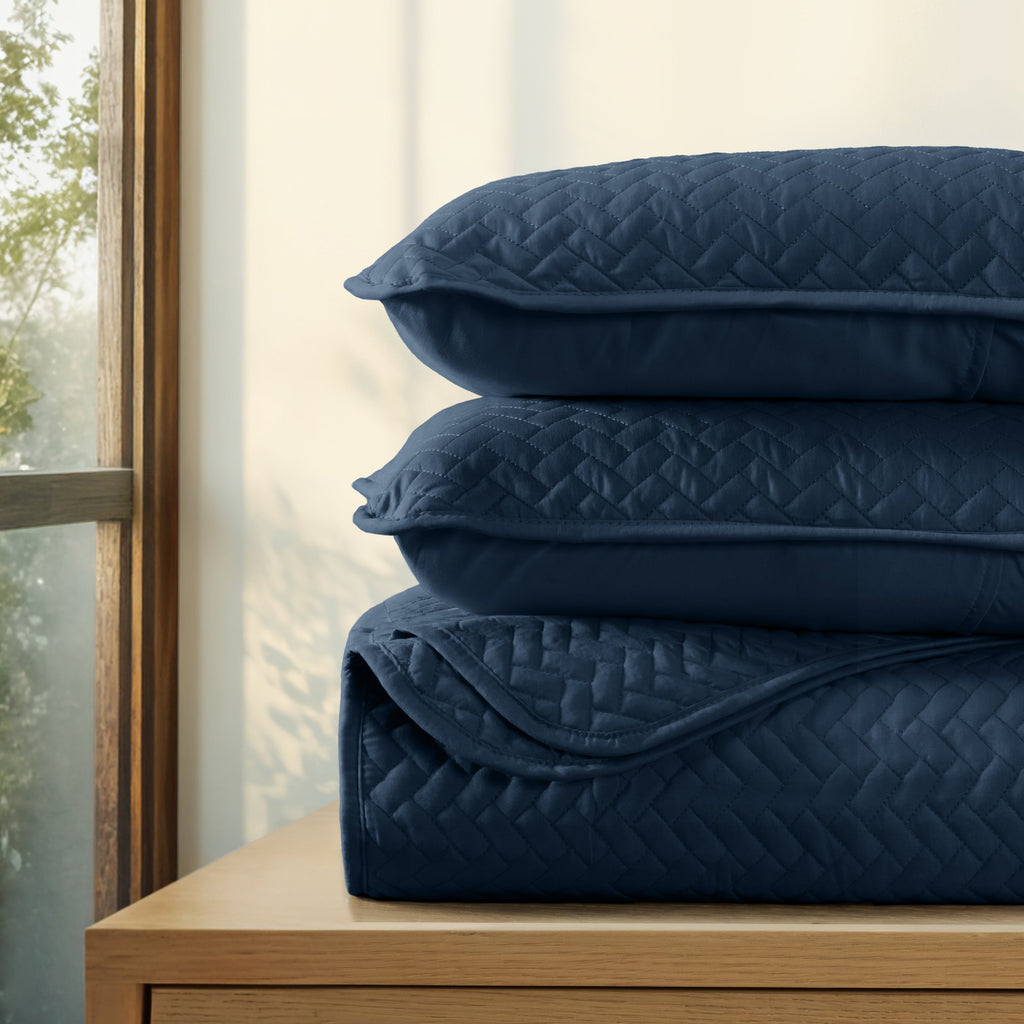 Quilted Coverlet Set, 3 Piece Herringbone for Guest Bedrooms, Layered Beds and Everyday Bedding, 3 Sizes and 6 Colors image 14