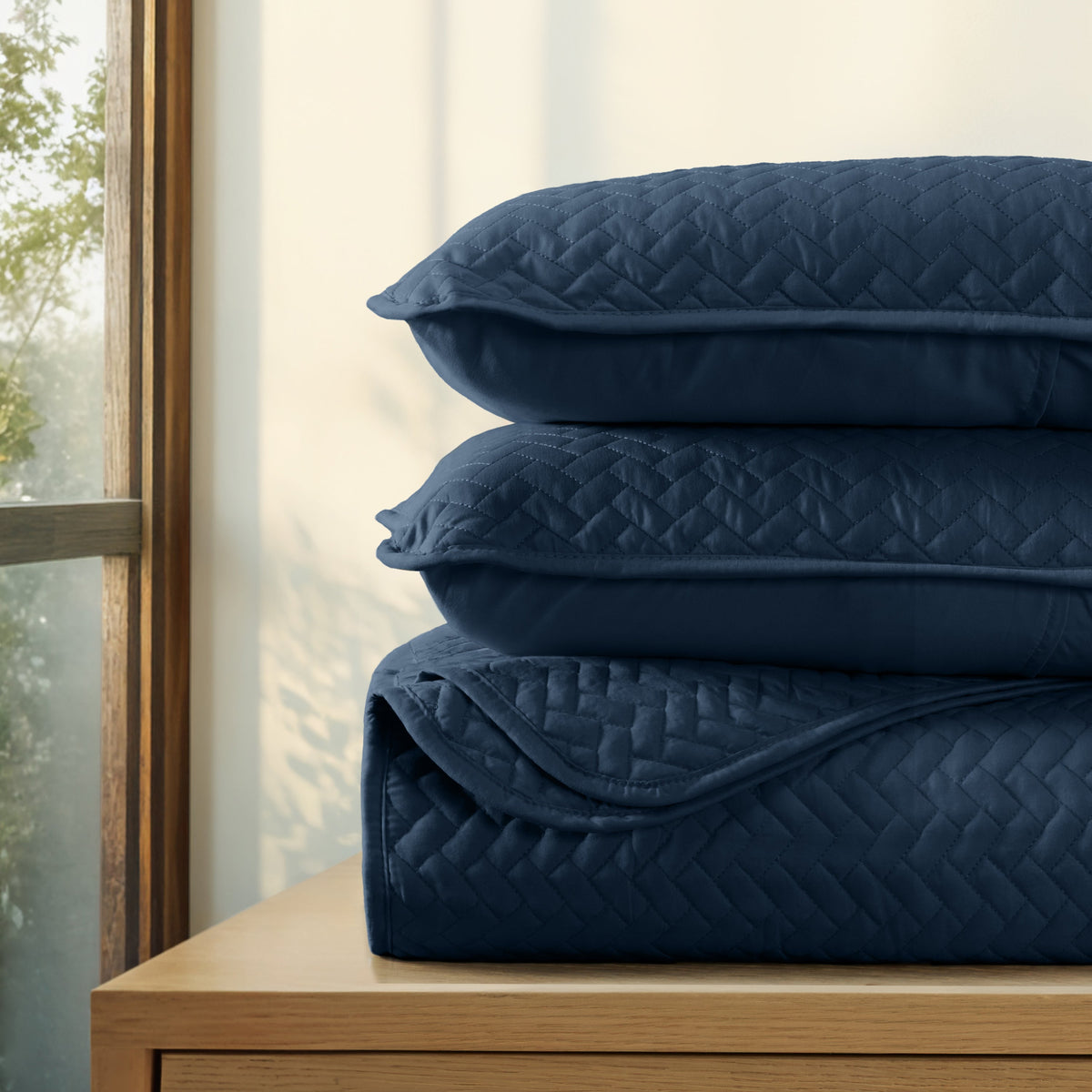 Quilted Coverlet Set, 3 Piece Herringbone for Guest Bedrooms, Layered Beds and Everyday Bedding, 3 Sizes and 6 Colors image 14