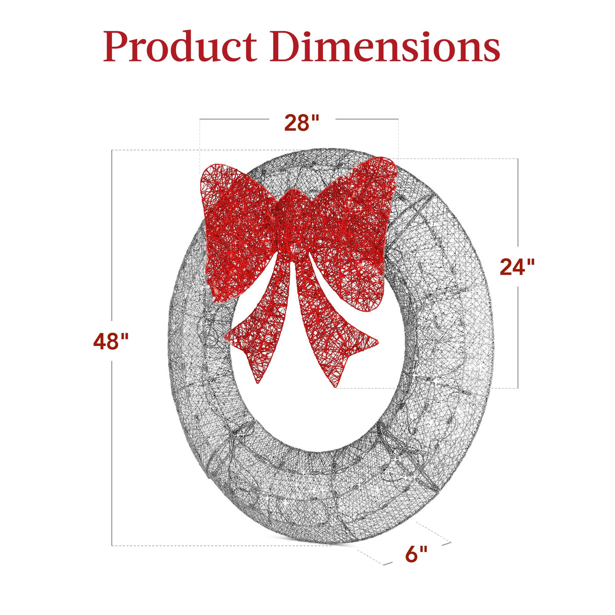 Seasonal Home Decor, Pre Lit Outdoor Christmas Wreath, LED Metal for Mantels, Tables and Seasonal Decorating, 5 Color Options image 14
