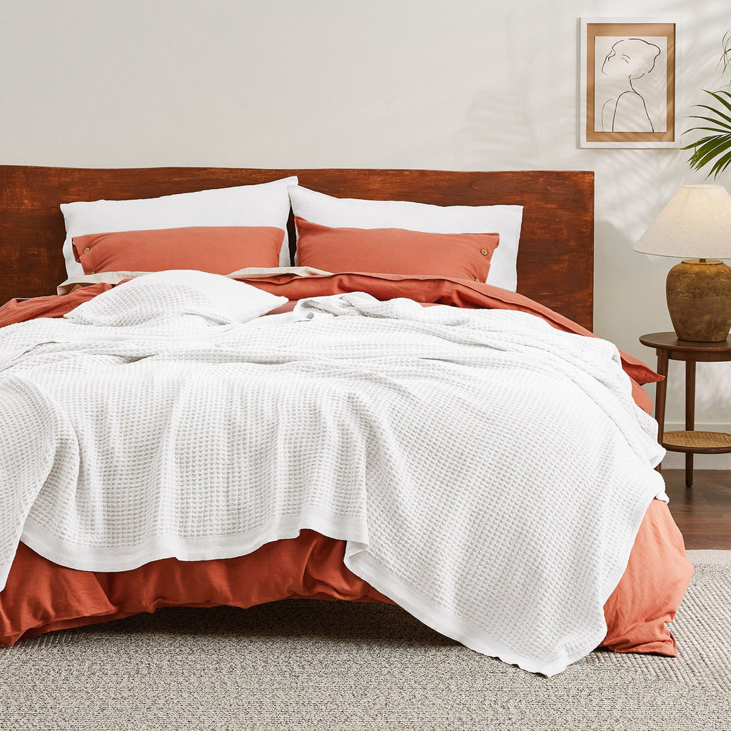 Cozy Throw Blanket, Cotton Waffle Weave, Lightweight Design, Breathable Construction for Living Rooms, Bedrooms and Everyday Lounging image 14
