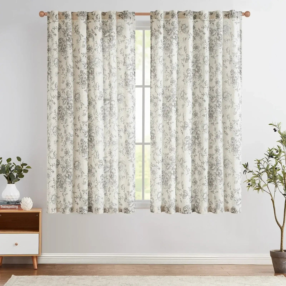 Window Curtain, Peony Print Linen Blend 3 in 1 Curtains (2, Machine-Washable Care for Bedrooms, Living Rooms and Home Privacy image 14