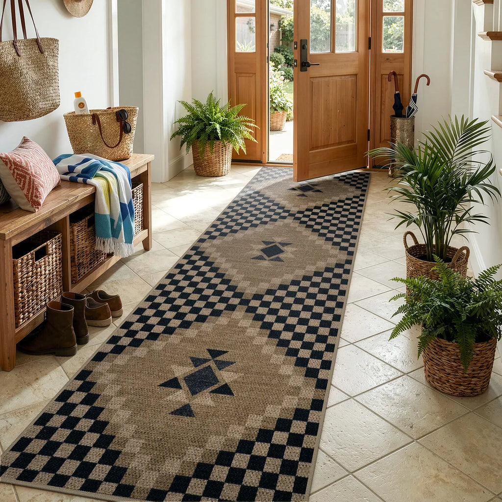 Area Rug, Lunette Washable Tribal Soft Easy Jute Black, Stain-Resistant Finish for Living Rooms, Bedrooms and Entryways, 3 Size Options image 14