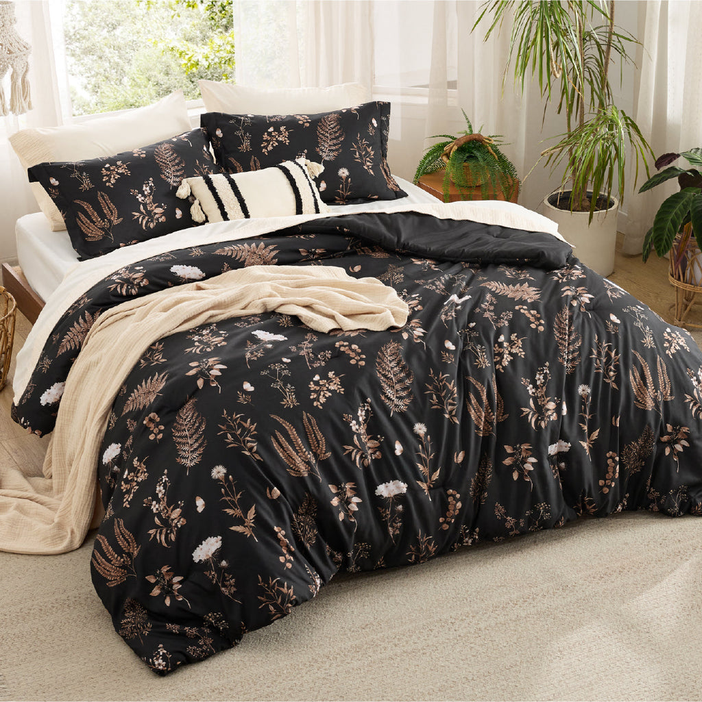 Bed Comforter, Retro Botanical Set for Everyday Bedding and Comfortable Sleep, 4 Sizes and 9 Colors image 14