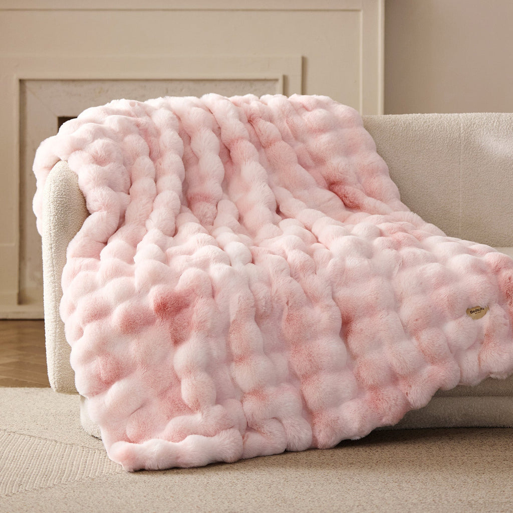 Cozy Throw Blanket, Bubble Faux Fur, Machine-Washable Care for Living Rooms, Bedrooms and Everyday Lounging, 3 Sizes and 11 Colors image 14