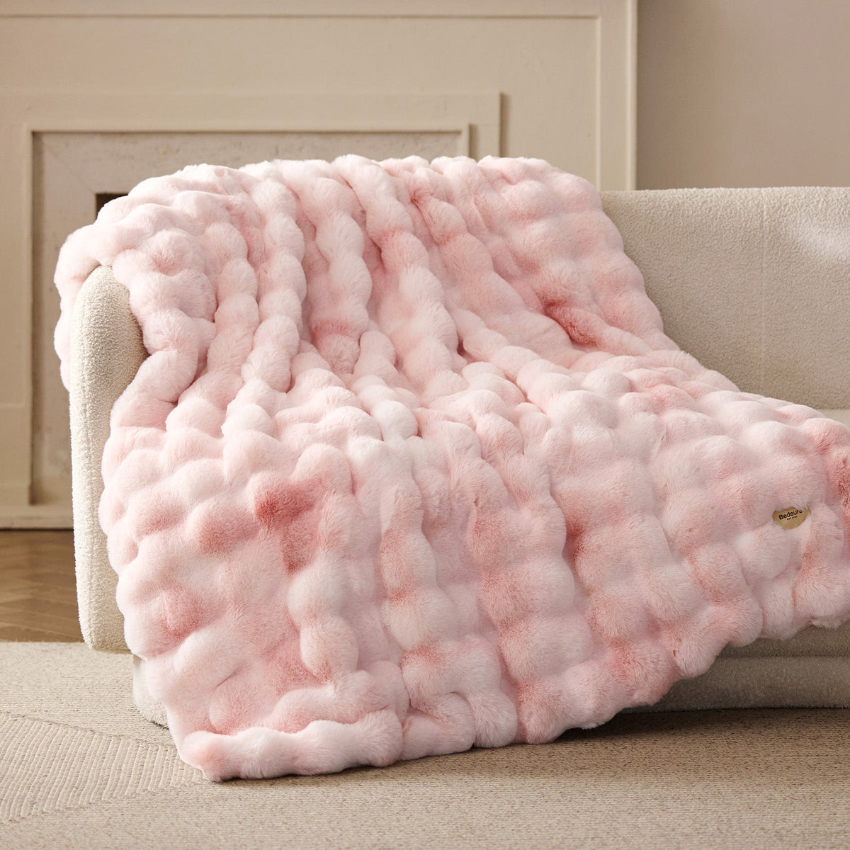 Cozy Throw Blanket, Bubble Faux Fur, Machine-Washable Care for Living Rooms, Bedrooms and Everyday Lounging, 3 Sizes and 11 Colors image 14