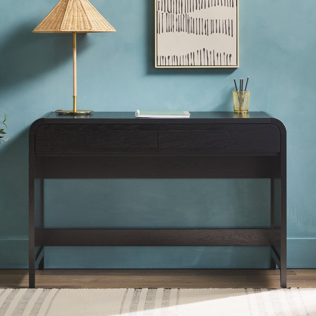 Writing Desk, Chantelle Modern Curved for Bedroom Workspaces, Home Offices and Daily Writing, 2 Color Options image 14