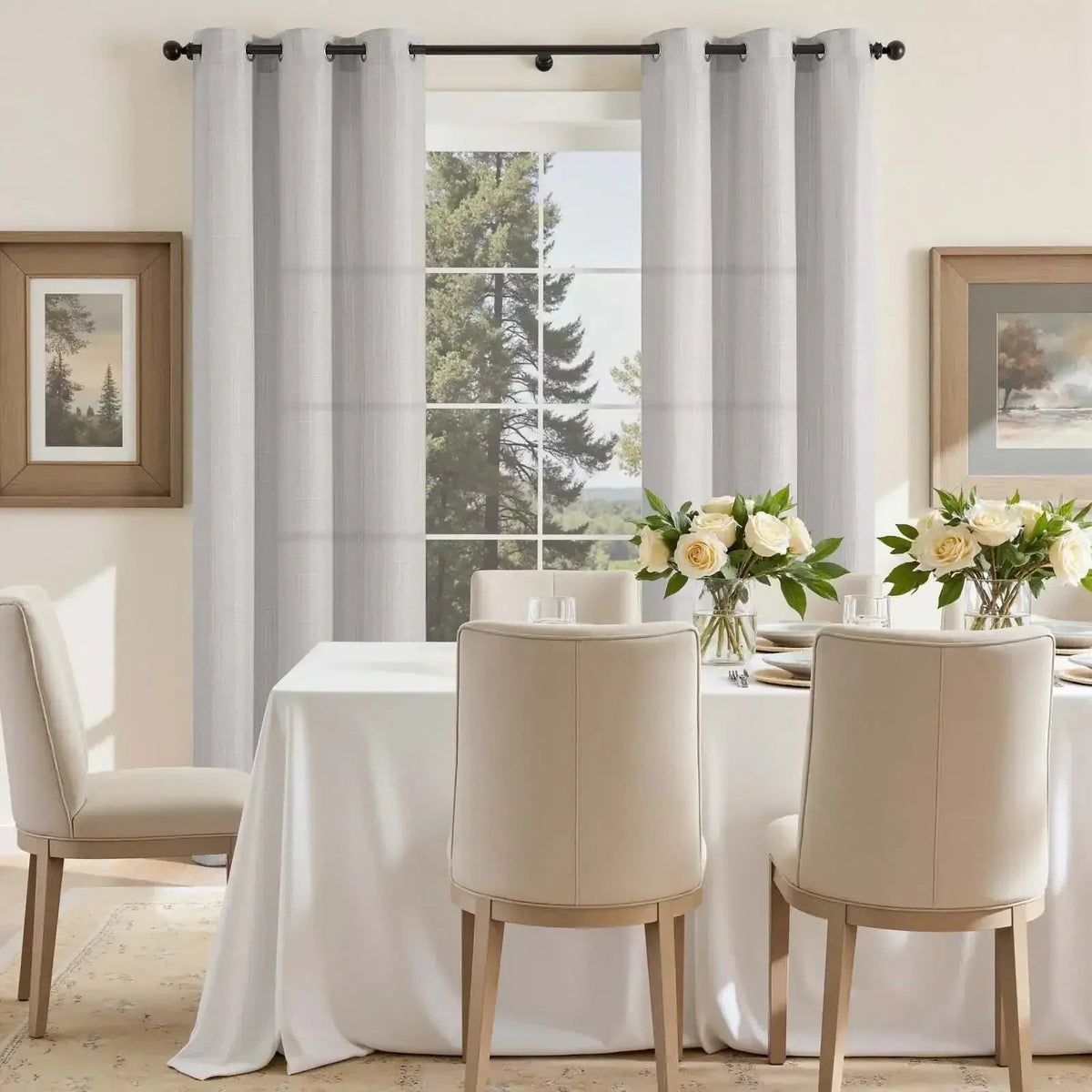 Window Curtain, Solid Linen Textured Grommet Curtains (2, Lightweight Design for Windows, Room Styling and Everyday Privacy image 14