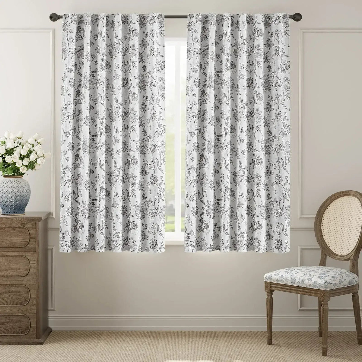 Window Curtain, Botanical Vine Brushstroke Curtains (2 Panels) for Bedrooms, Living Rooms and Home Privacy, 8 Sizes and 5 Colors image 14