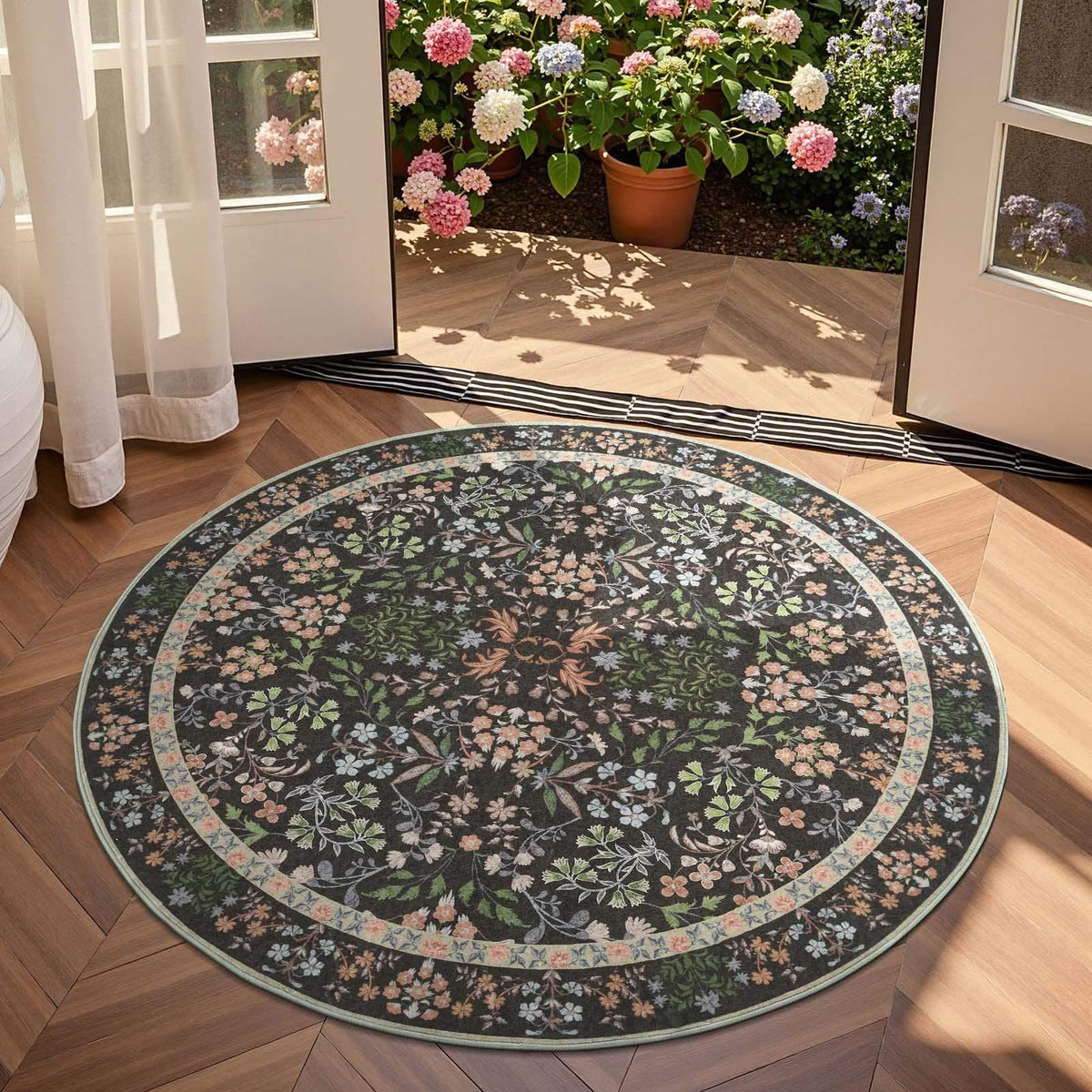 Area Rug, Vintage Foliage Floral, Lightweight Design, Non-Slip Design for Hallways, Dining Spaces and Home Decor, 19 Sizes and 4 Colors image 14