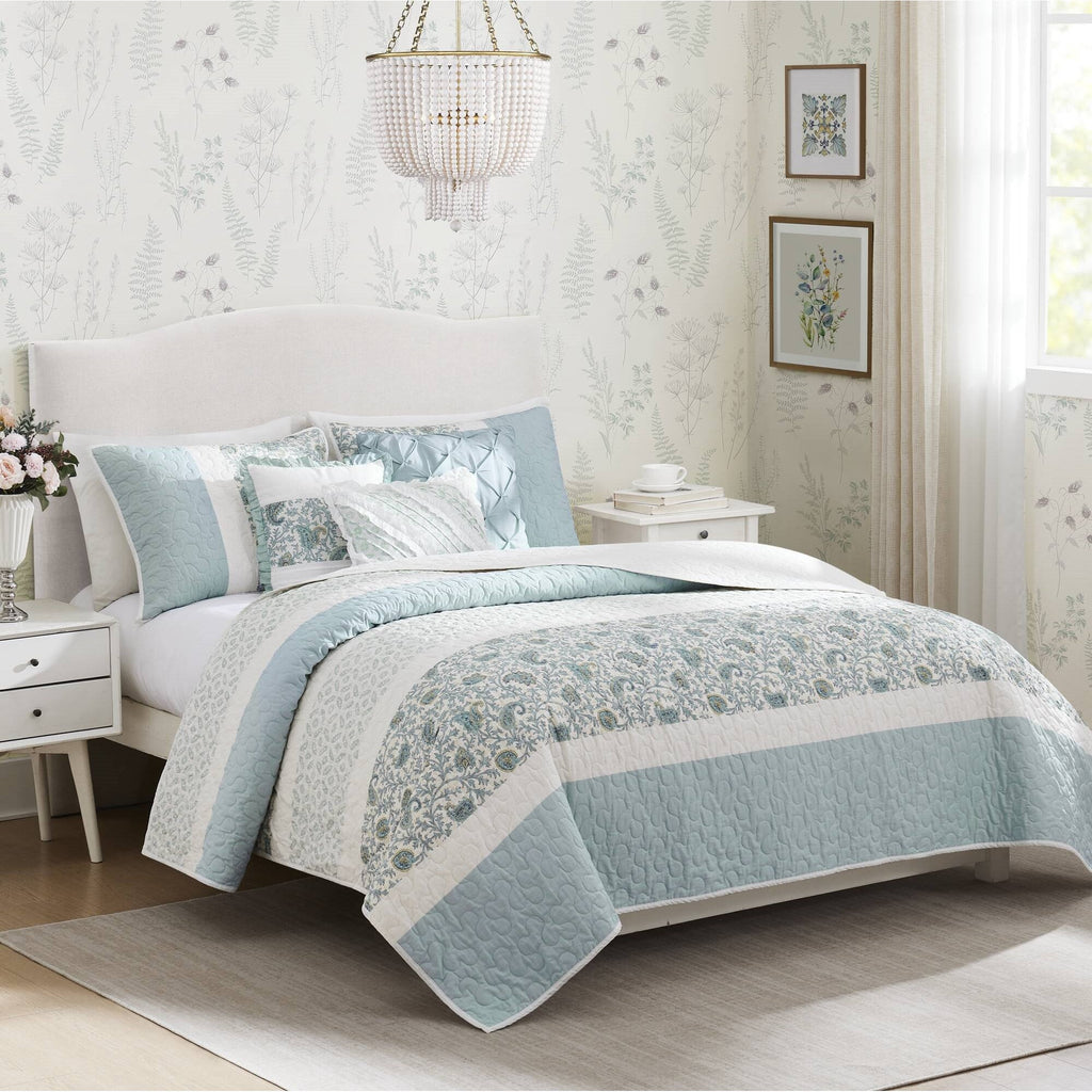 Cozy Throw Blanket, Dawn 6 Piece Cotton Percale Quilt Set, Machine-Washable Care for Sofas, Beds and Relaxing at Home, 2 Sizes and 5 Colors image 14