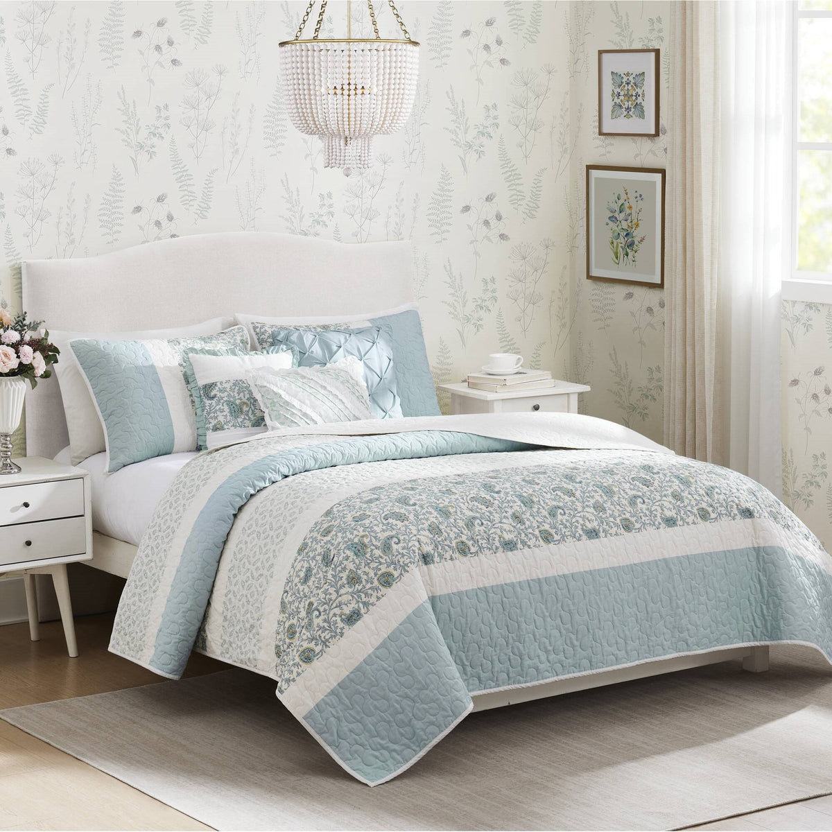 Cozy Throw Blanket, Dawn 6 Piece Cotton Percale Quilt Set, Machine-Washable Care for Sofas, Beds and Relaxing at Home, 2 Sizes and 5 Colors image 14