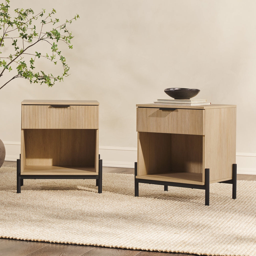Nightstand, Paris Modern Scandinavian Reeded for Bedside Storage, Bedroom Organization and Guest Rooms, 2 Sizes and 3 Colors image 14