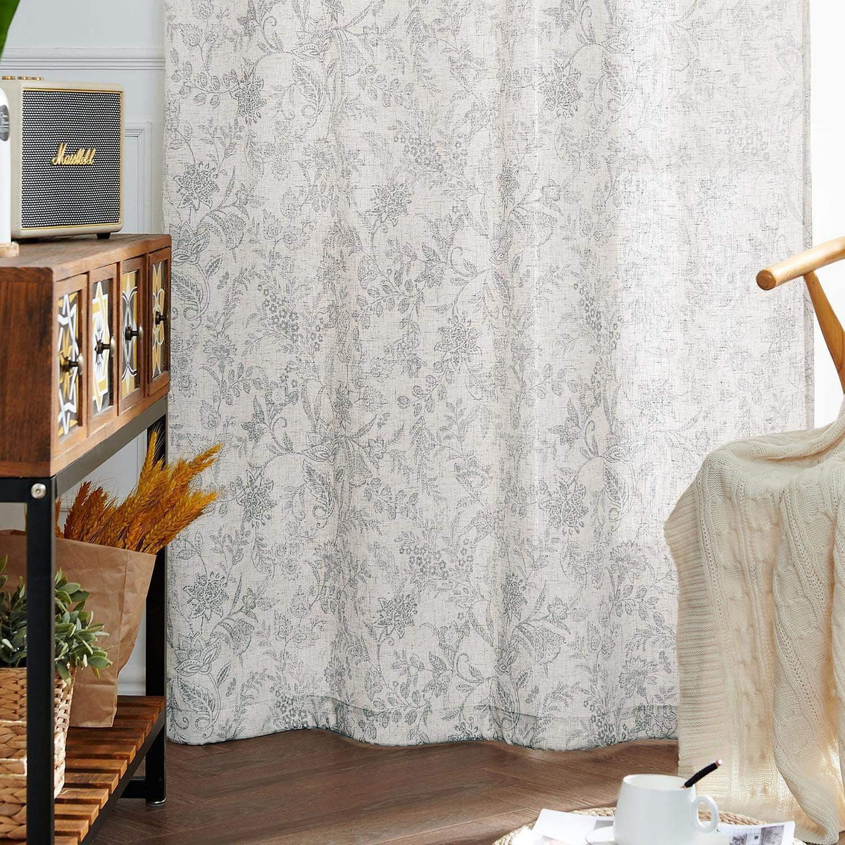 Window Curtain, Ethereal Botanical Linen Curtains (2 Panels), Lightweight Design for Windows, Room Styling and Everyday Privacy image 14