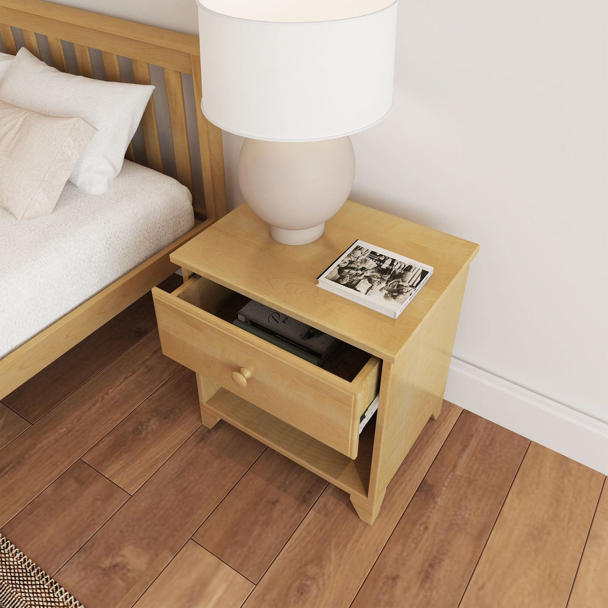Nightstand, Classic with Shelf, Solid Wood Construction for Bedside Storage, Bedroom Organization and Guest Rooms, 3 Color Options image 14