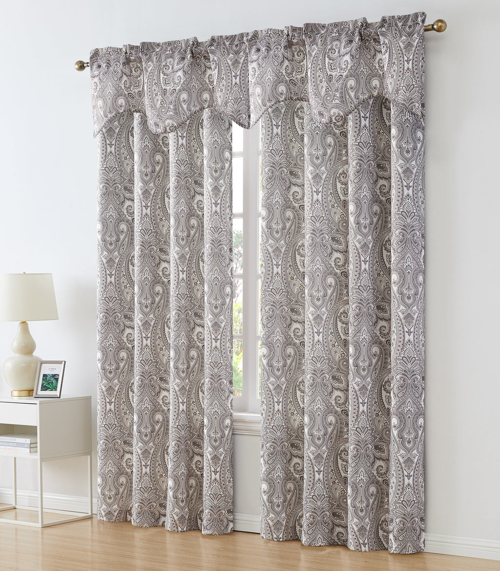 Window Curtain, Paris Paisley Floral Scalloped Valance 50 W x for Bedrooms, Living Rooms and Home Privacy, 7 Color Options image 14