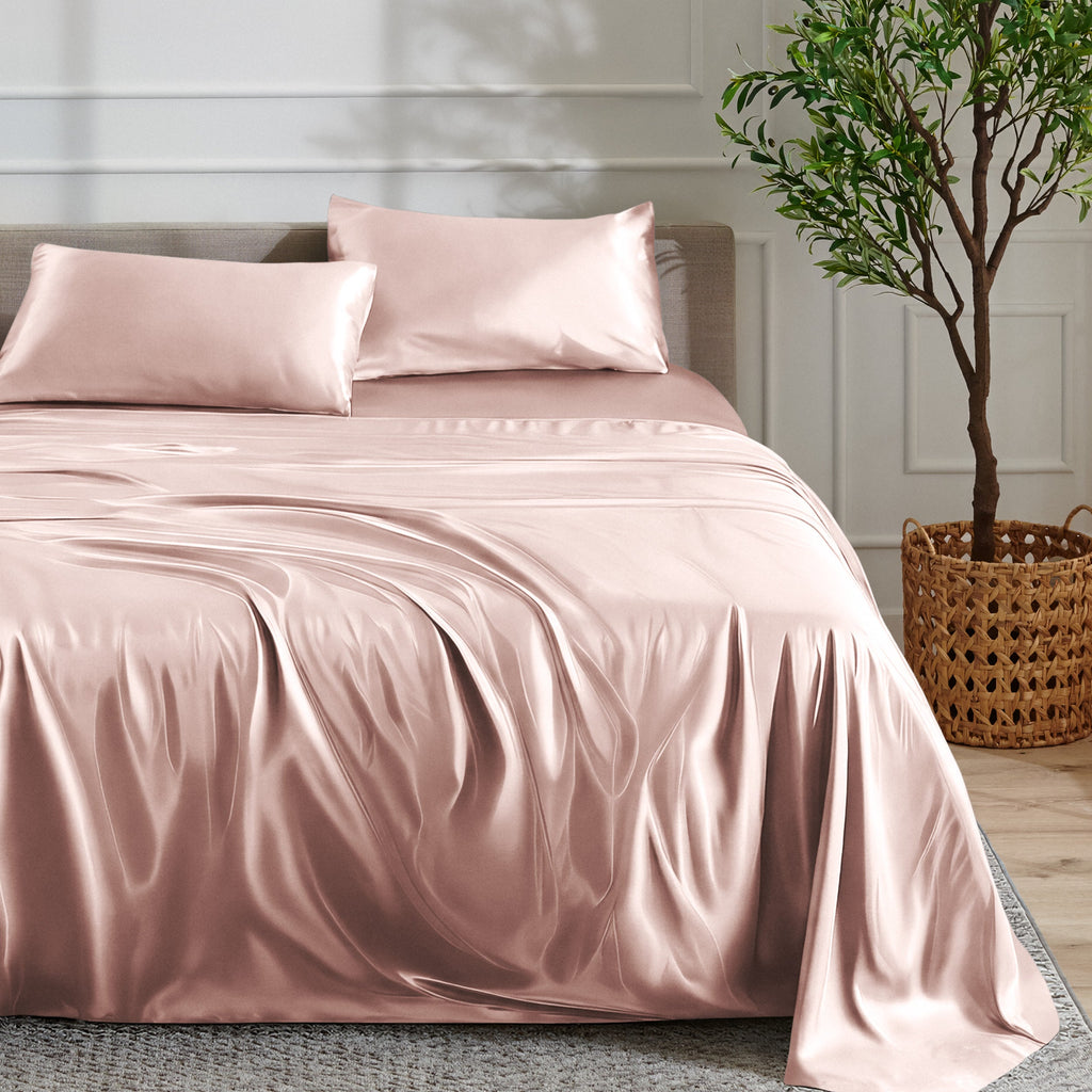Bed Sheet Set, Satin for Everyday Bedroom Comfort and Guest Rooms, 7 Sizes and 6 Colors, Designed for Everyday Home Use image 14