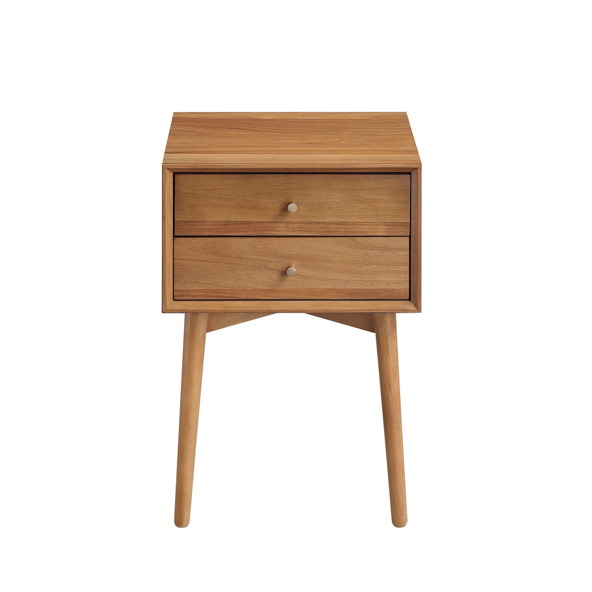 Nightstand, Wood Mid Century Acacia, Solid Wood Construction for Bedrooms, Bedside Essentials and Everyday Storage image 14