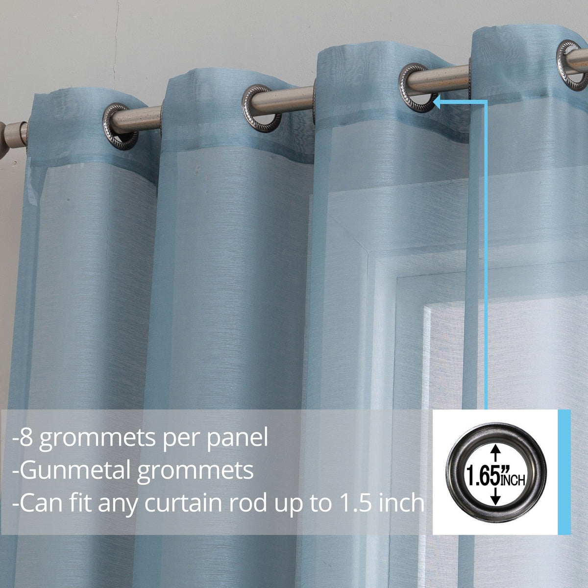 Window Curtain, Victoria Semi Sheer Grommet Panels for Windows, Room Styling and Everyday Privacy, 14 Sizes and 28 Colors image 14
