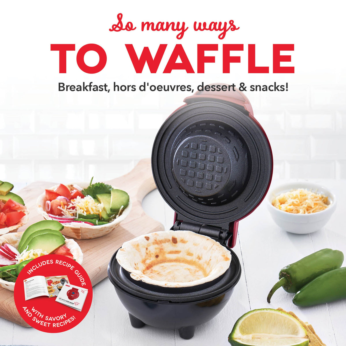 Dinnerware, Mini Waffle Bowl Maker, Non-Slip Design for Family Dining, Serving and Entertaining, 3 Color Options image 14