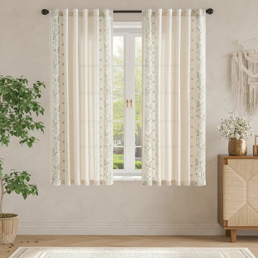 Window Curtain, Hydrangea Embroidered Linen Curtains (2 for Bedrooms, Living Rooms and Home Privacy, 6 Sizes and 6 Colors image 14