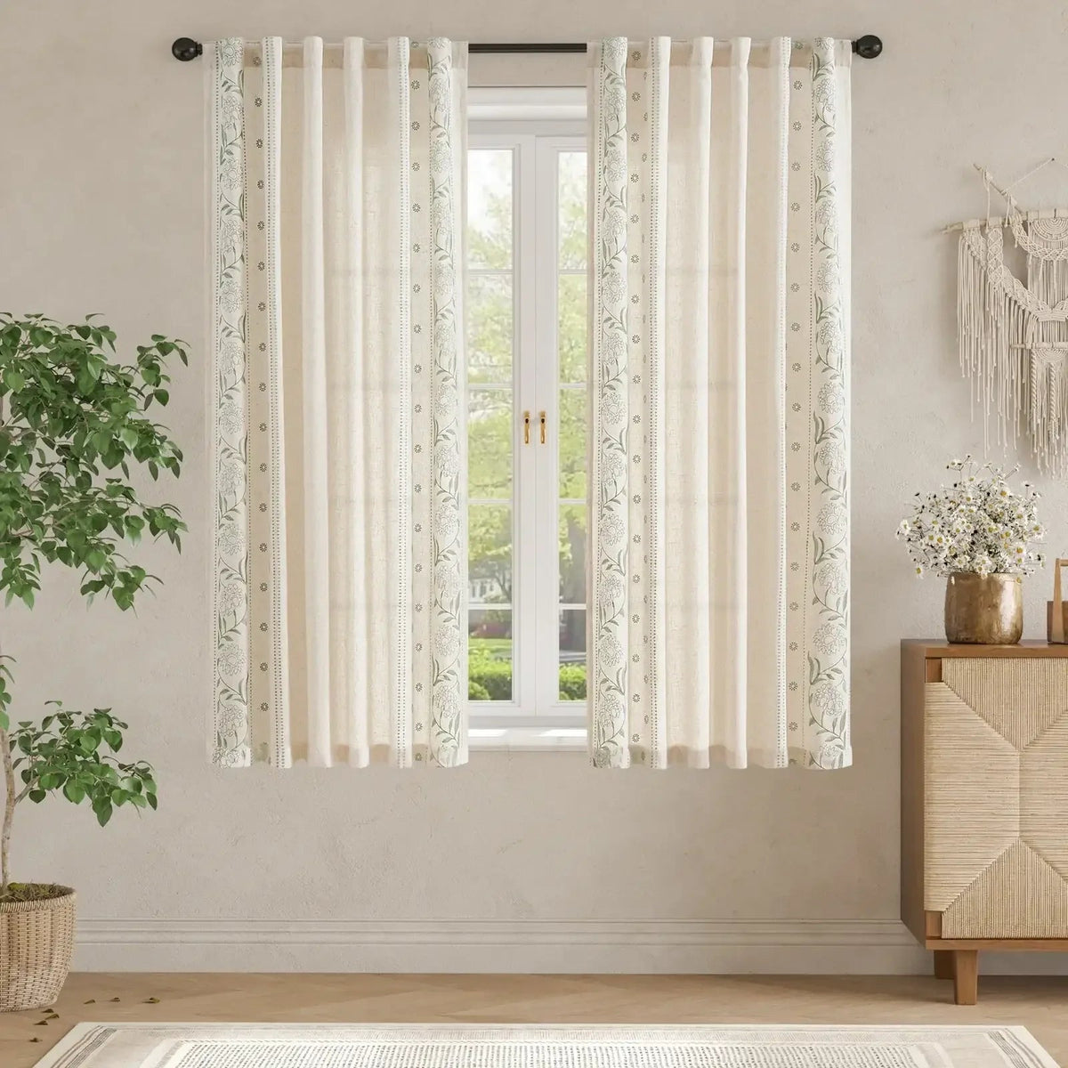 Window Curtain, Hydrangea Embroidered Linen Curtains (2 for Bedrooms, Living Rooms and Home Privacy, 6 Sizes and 6 Colors image 14
