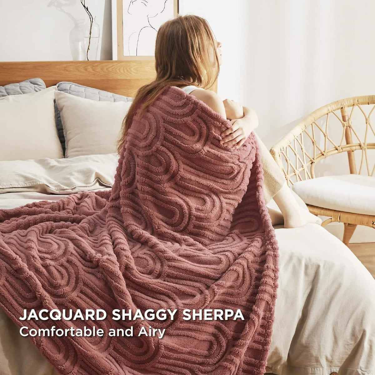 Cozy Throw Blanket, Arch Shaggy Sherpa Fleece, Lightweight Design, Machine-Washable Care for Living Rooms, Bedrooms and Everyday Lounging image 14