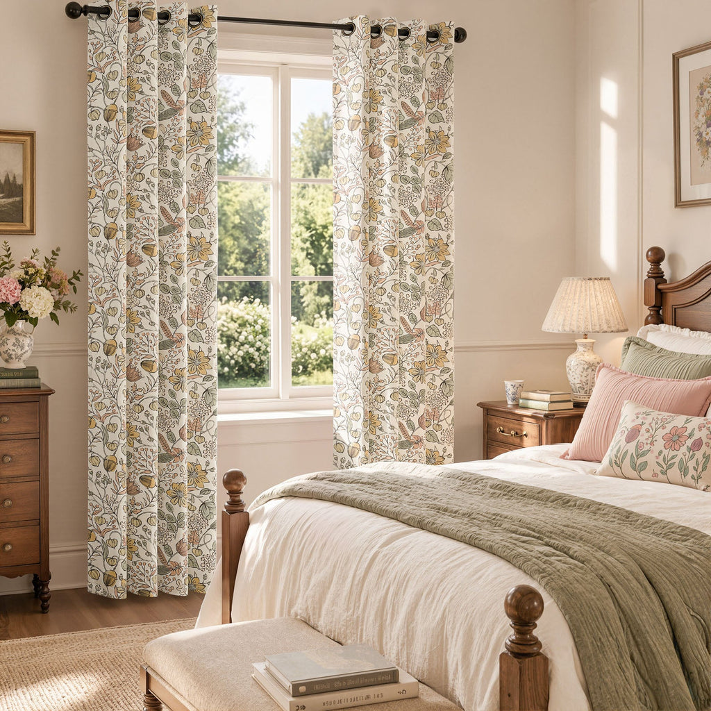Window Curtain, Botanical Sketch Floral Curtains (2 Panels), Lightweight Design for Windows, Room Styling and Everyday Privacy image 15