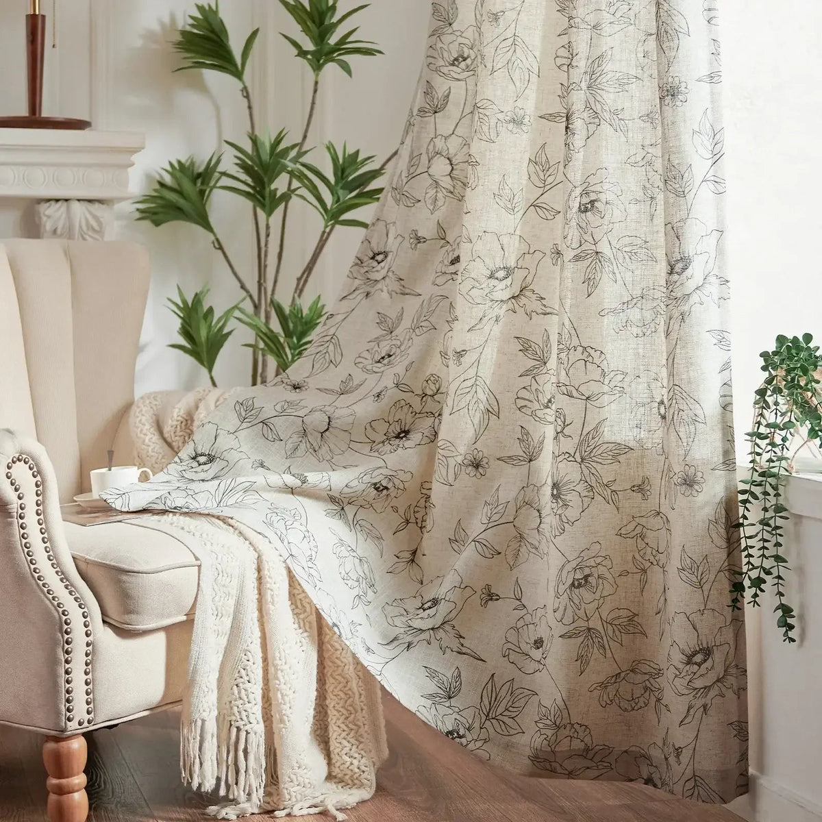 Window Curtain, Floral Linen Curtains (2 Panels), Lightweight Design for Windows, Room Styling and Everyday Privacy, 3 Sizes and 5 Colors image 15