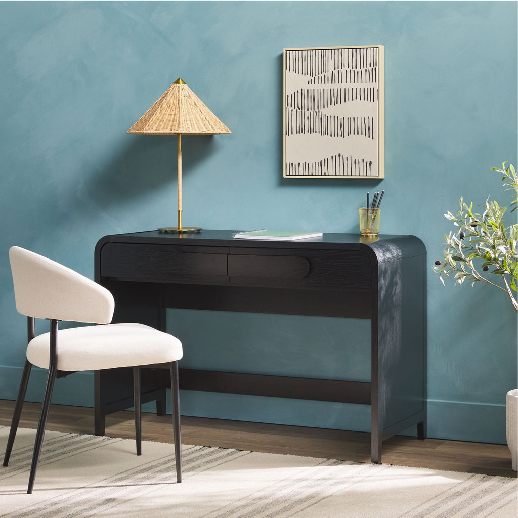 Writing Desk, Chantelle Modern Curved for Bedroom Workspaces, Home Offices and Daily Writing, 2 Color Options image 15