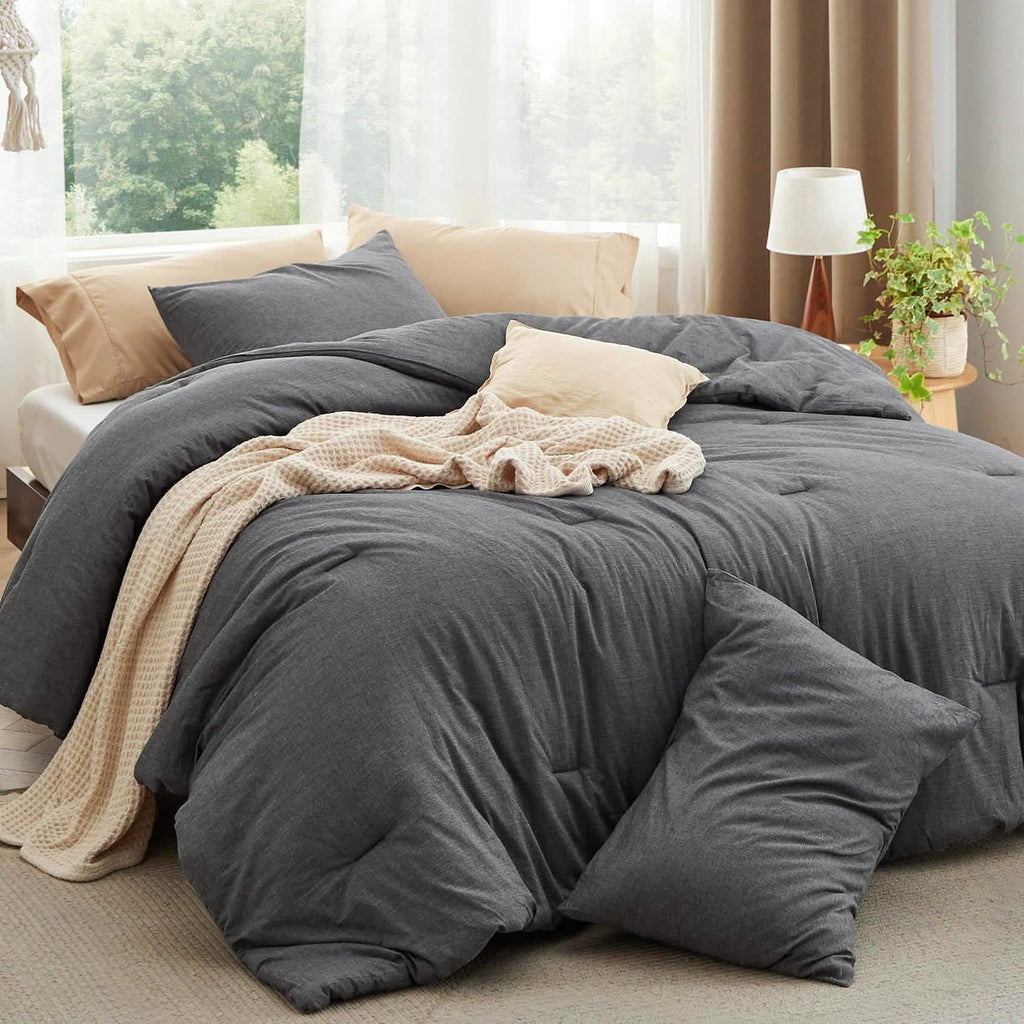 Bed Comforter, Prewashed Cotton Set for Year-Round Bedroom Comfort and Restful Sleep, 5 Sizes and 12 Colors image 15