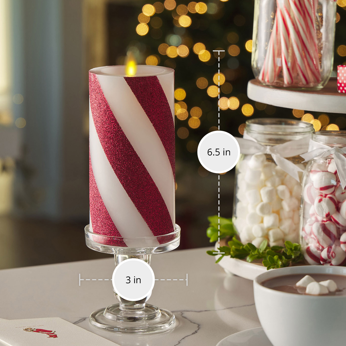 Home Fragrance, Red Candy Cane Wide Glitter Stripe White for Entryways, Bedrooms and Everyday Home Ambience, 3 Size Options image 15